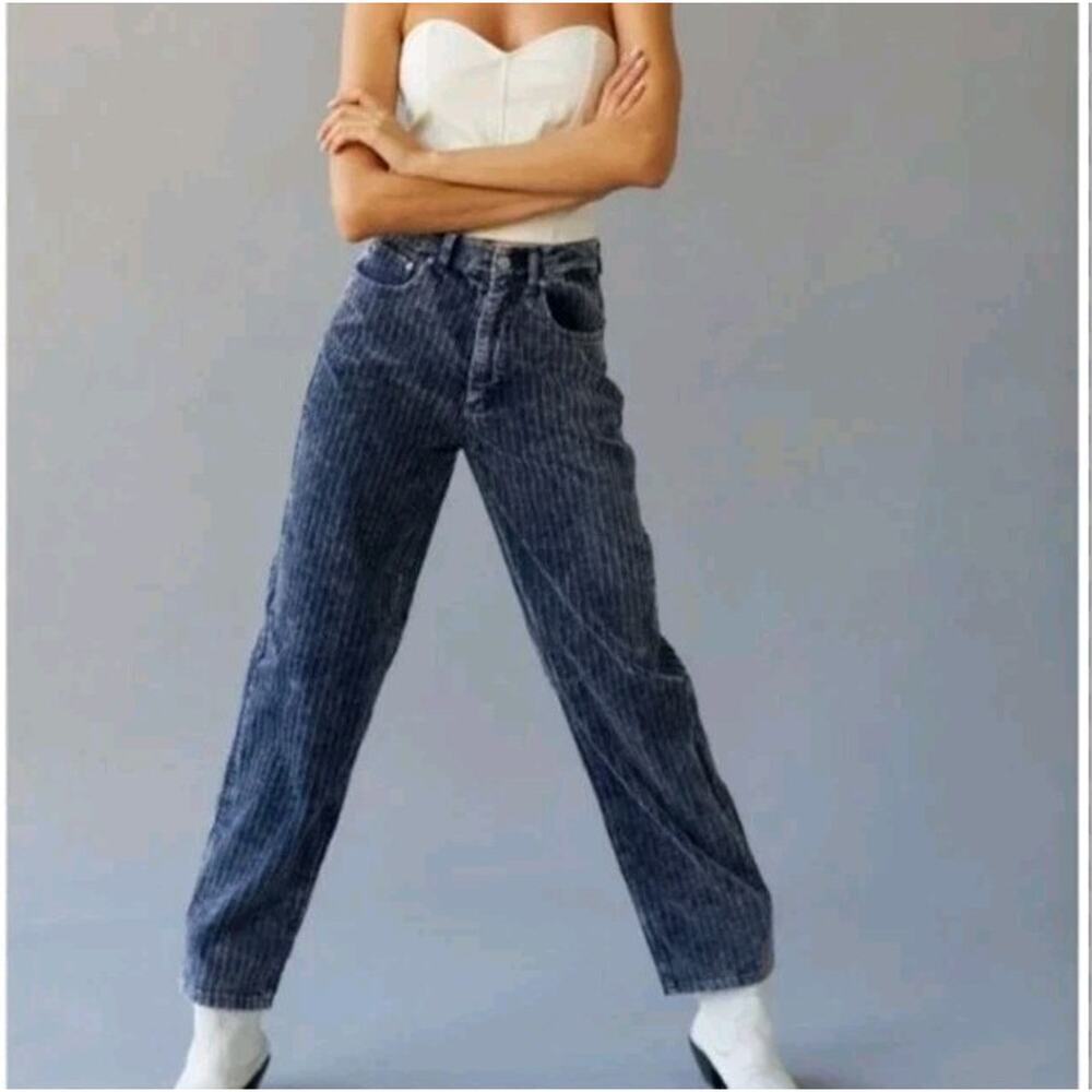 BDG Urban Outfitters High Rise Baggy Blue Jeans Corduroy Wide Leg Y2K Size 24